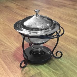 1.75 qt. Round Chafer - Hammered Stainless
