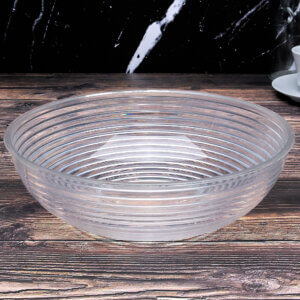 12" Round Clear Plastic Ribbed Bowl (5.8 quart)
