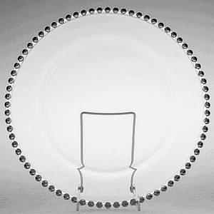 13" Silver Beaded Glass Charger Plate