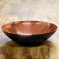 14" Round Bowl - Copper & Black Enamel