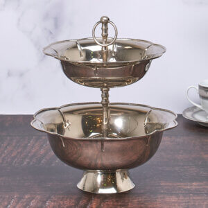 2 Tier Nickel Plated Serving Bowl (10" & 8")