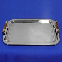 22" x 16" Stainless Tray w/ Wood Handles
