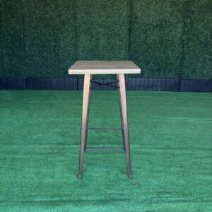 24" Square Rustic Bar Table - Metal Legs w/ Wood Top