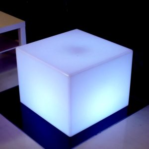 24" sq. Frosted Plexiglass LED Cocktail/End Table