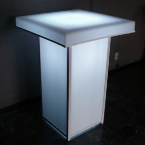 30" Sq. Frosted Plexiglass LED Stand Up Cocktail Table (64 color)