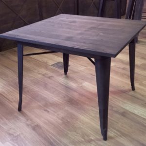 31" Square Rustic Metal Cafe Table w/ Wood Top