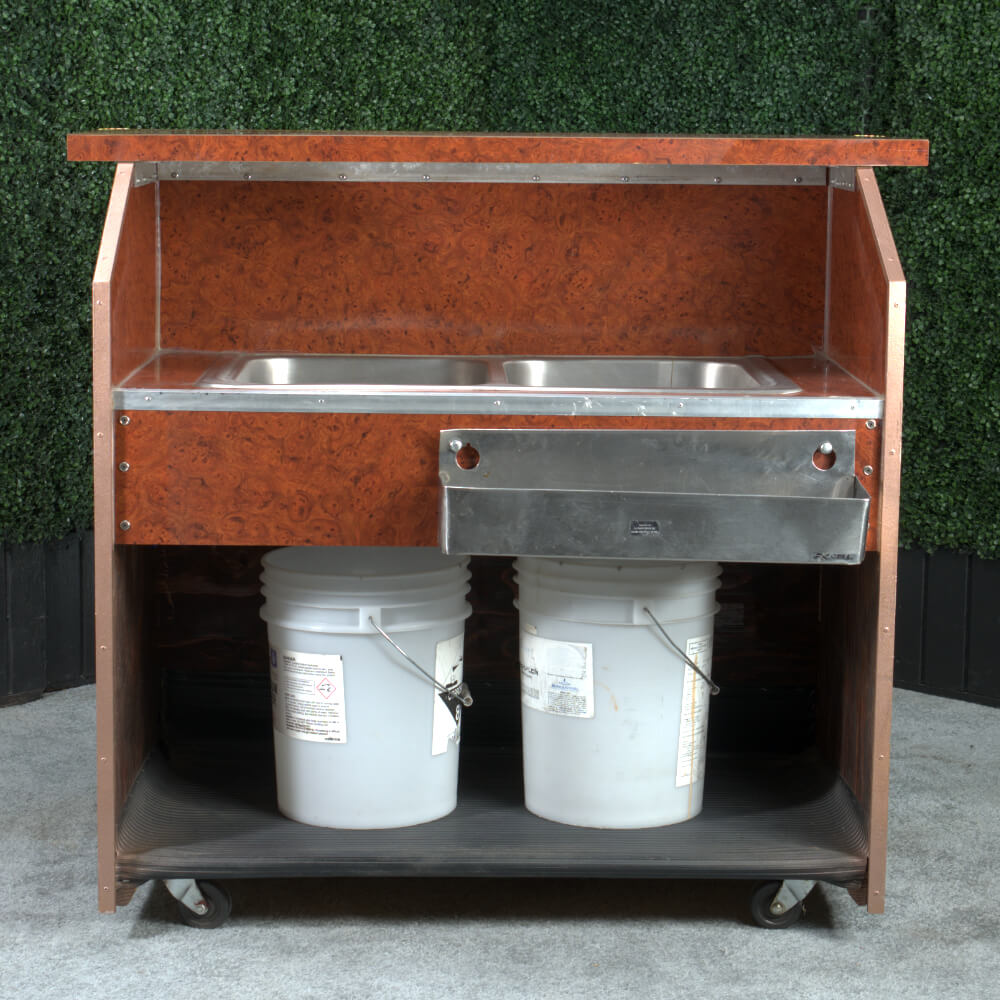 4′ Burlwood Bar w/ Sink & Speed Rack – LA Party Rents
