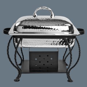 4 qt. Square Chafer - Hammered Stainless