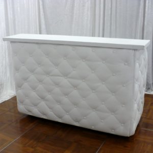 5 1/2' Tufted White Leather Bar w/ Sink