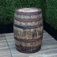 55 gal. Reclaimed Whiskey Barrel Table