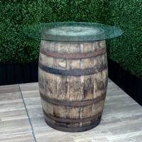 55 gal. Reclaimed Whiskey Table w/ Glass Top