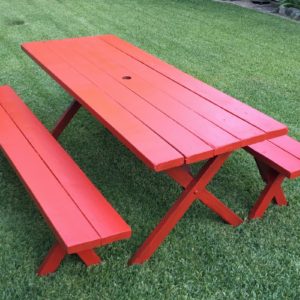 6' Picnic Table w/ Benches - Bright Red