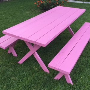 6' Picnic Table w/ Benches - Pink