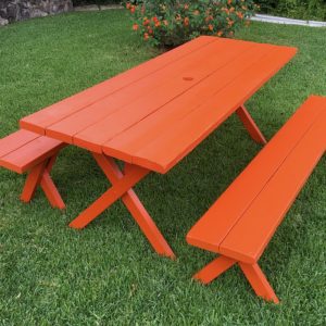 6' Picnic Table w/ Benches - Tangerine