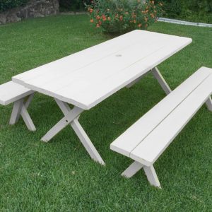 6' Picnic Table w/ Benches - White