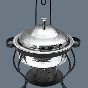 6 quart Round Chafer - Hammered Stainless