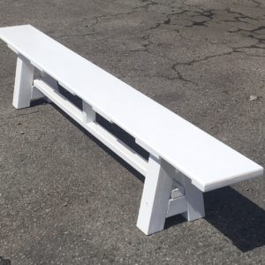 8' White Trestle Bench
