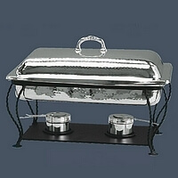 8 qt Oblong Chafer - Hammered Stainless