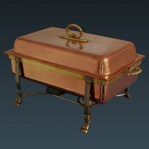 8 quart Copper Chafer with Brass Accents