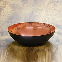 8" Round Bowl - Copper & Black Enamel