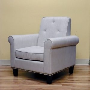 Alexandra Beige Nail Head Arm Chair