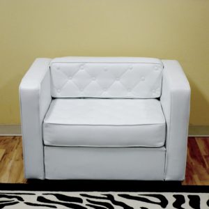 Arm Chair - White Tufted Leather