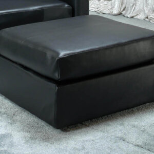 Small Ottoman - Black Leather Modular