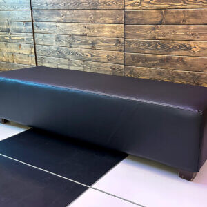 6' Straight Bench - White / Black Leather