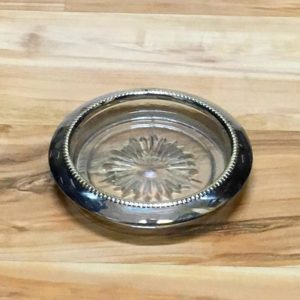 Glass Ashtray w/ Silver Trim
