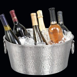 Oval Party Tub - Hammered Cast Aluminum (17"w x 10"h)