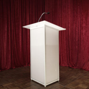 Frosted Plexiglass LED Podium w/ Gooseneck & Mic Holder