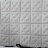 4' x 8' White Tufted Leather Wall Panel