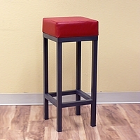 Square Metal Bar Stool w/ Red Seat