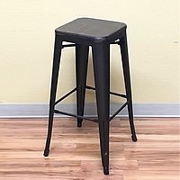Rustic Metal Cafe Bar Stool with Wood Seat