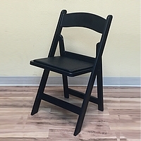 Black Resin Folding Chair w/ Black Seat Pad
