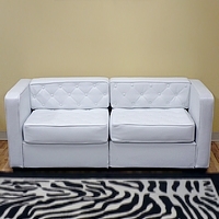 Small Sofa / Love Seat - White Tufted Leather