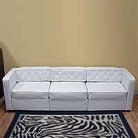 Full Sofa (3 cushion) - White Tufted Leather