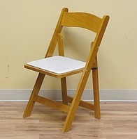 Beechwood Folding Chair - Natural w/ White Seat Pad