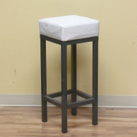 Square Metal Bar Stool w/ White Seat