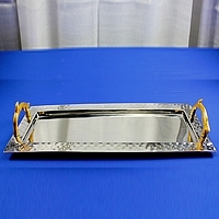 10" x 26" Stainless Tray w/ Gold Handles