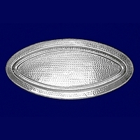 11" x 24" Oval Hammered Silver Tray