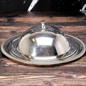 12" Round Silver Tray w/ Dome Cover