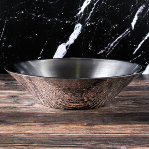 14" Round Bowl - Hammered Stainless