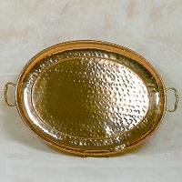 15" x 11" Oval Hammered Copper Tray