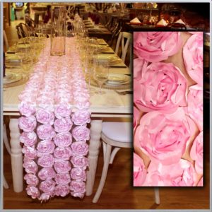 15" x 132" Pink Rosette Table Runner