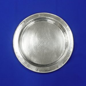 17" Round Hammered Silver Tray