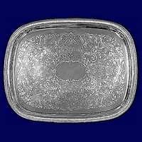 18" x 23" Oblong Silver Ornate Tray