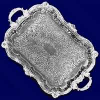 18" x 30" Oblong Silver Ornate Tray