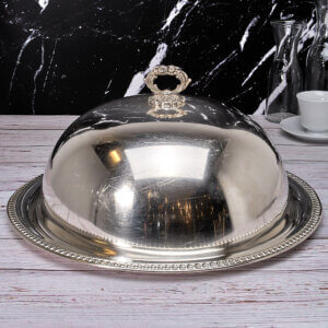 18" Round Silver Tray w/ Dome Cover