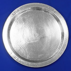22" Round Hammered Silver Tray